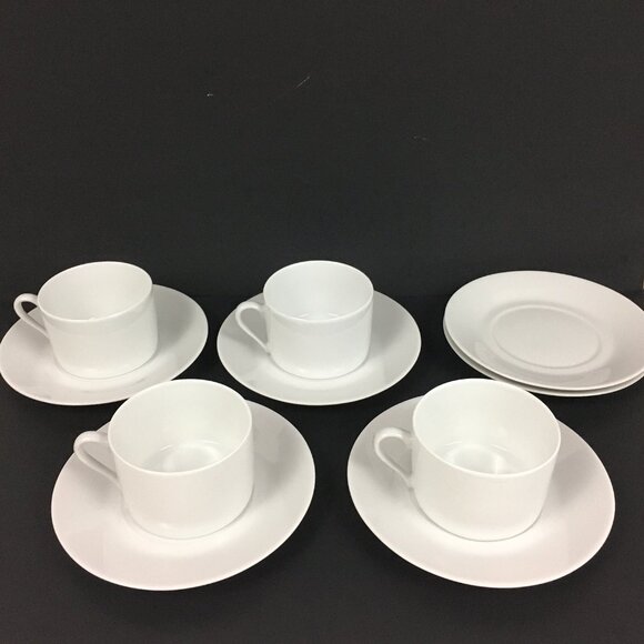 4 Limoges France Porcelain White Espresso Cups and Saucers - Picture 2 of 8